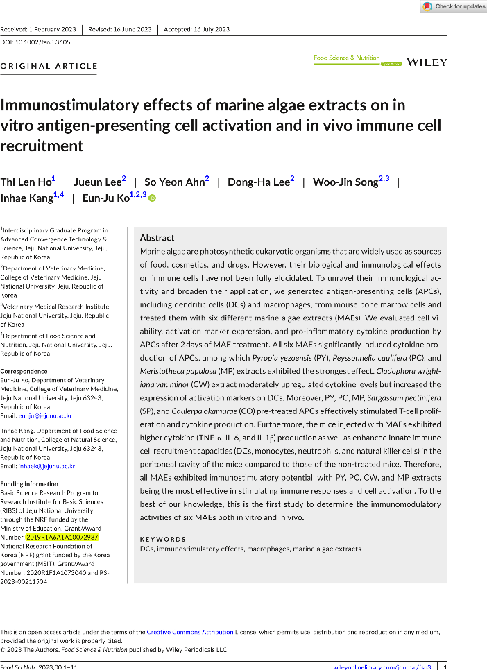 2023 CoRe Immunostimulatory effects of marine algae extracts on in vitro antigen-presenting cell activation and in vivo immune cell recruitment.pdf